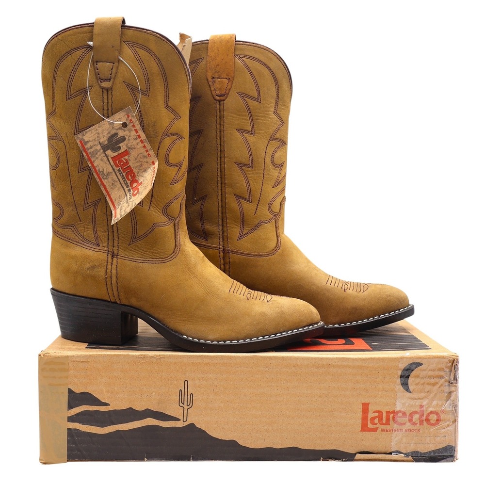 Laredo Western Boots Kids 4.5 D Vintage Tan Leather Deadstock 28-2240